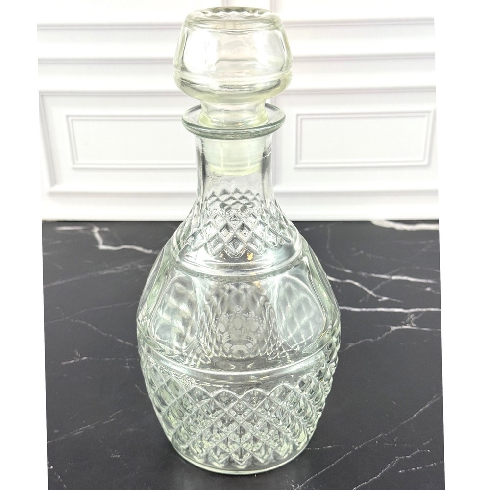 VTG 1970s Princess House Pressed Royal Crown Decanter with Stopper 10"